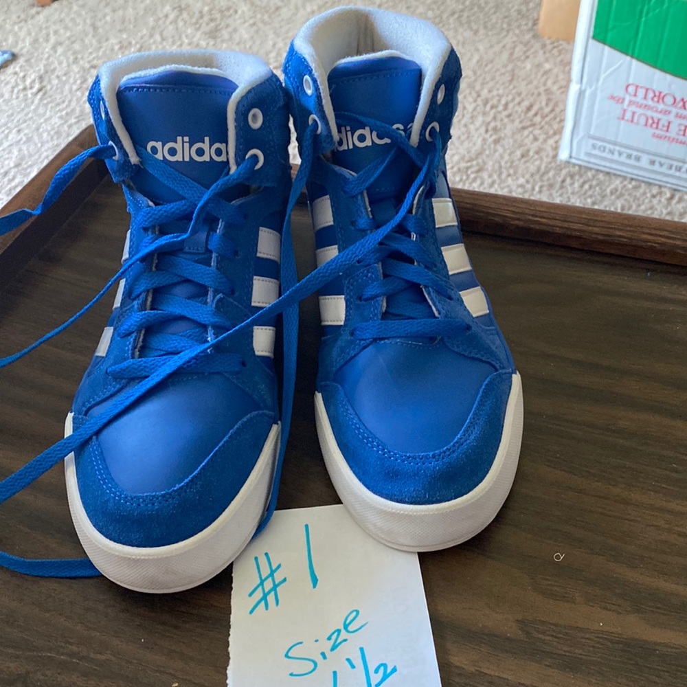 (#1)Womens Adidas Ortholite Blue Tennis Shoes,       Size 6 1/2, Good Condition